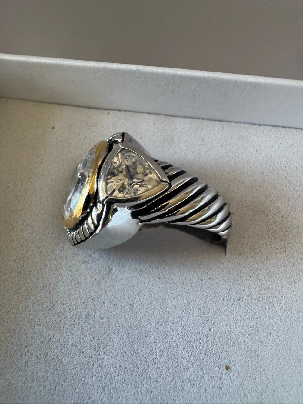 Freida Rothman Vault statement CZtwo tone  Statement Ring - size 8